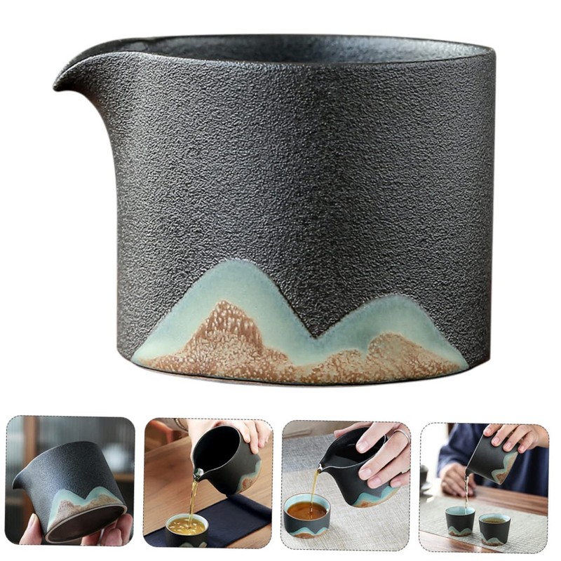 GRIRIW Japanese Style Black Pottery Tea Set Tea Pitcher Patterns