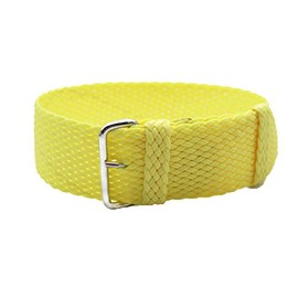 HNS 20mm Light Yellow Perlon Braided Woven Watch Strap with Silver Buckle