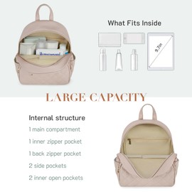 ECOSUSI Mini Backpack Women Leather Small Backpack Purse for Ladies Cute Pom Bookbag Travel Shoulder Bag with Charm Tassel