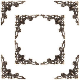 48 Solid Pure Copper Box Corner Protectors, Retro Table Edge Cover, Cabinet Furniture Decoration Edge Safety, Desktop Jewelry Box Corner Protectors (Bronze)