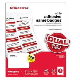 Office Depot Name Badge Labels, 2 1/3in. x 3 3/8in, White, Pack of 160, OD98843