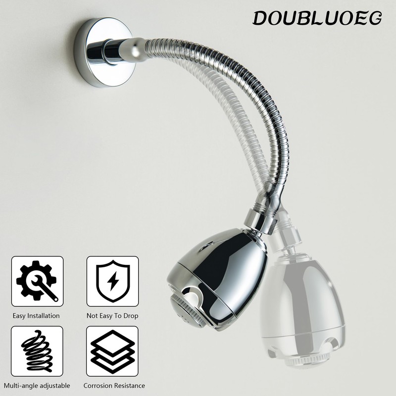 DOUBLUOEG Chrome 11.8 Inches Shower Head with Adjustable Shower Arm,