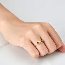 Philip Jones Gold Plated Infinity Ring Created with Zircondia® Crystals