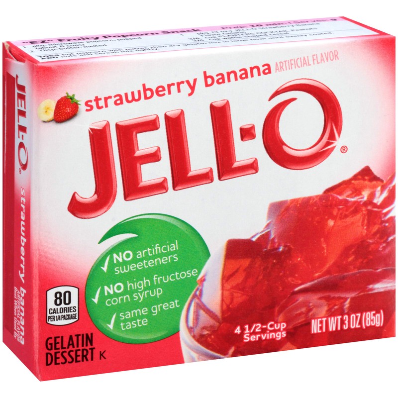 JELL-O Strawberry Banana Gelatin Dessert Mix (3 oz Boxes, Pack