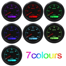 Geloo 85mm GPS Speedometer 7 Colors Backlight 60km/h Odometer Speedometer for Motorcycle Marine Boat Car Truck with GPS Antenna