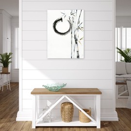 Fine Art Canvas Black Enso Canvas Wall Decor by Artist Dina D'Argo for Living Room, Bedroom, Bathroom, Kitchen, Office, Bar, Dining & Guest Room - Ready to Hang - 24 in x 32 in