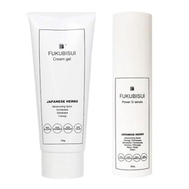 FUKUBISUI Cream Gel, 5.3 oz (150 g) + Power G Serum, 1.0 fl oz (30 ml), Mugwort, Birch, Moisturizing, All-in-One Gel, Sensitive Skin, Dry Skin, Fukubimizu Fukubijin