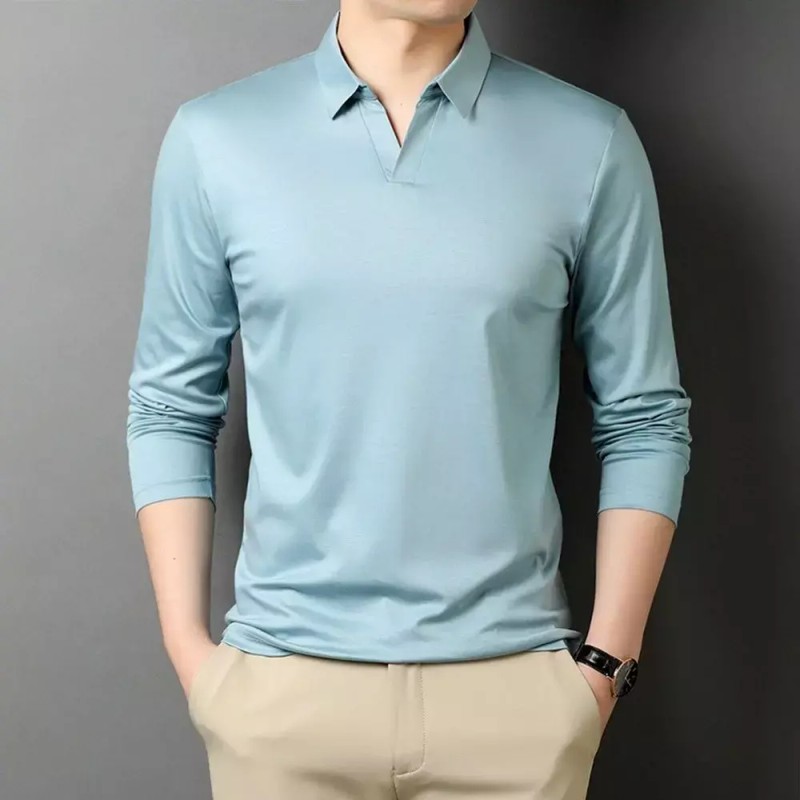Johnny 남성패션 카라넥티 조니 솔리드 긴팔 티 터틀넥 스판 덱스