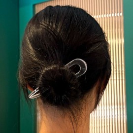 Updo Hairpin Glossy U-shaped Hairpin Transparent (WFIQDC7) / 올림머리 뒤꽂이 유광 U자비녀 투명 (WFIQDC7)