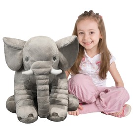 FIAEUGZKM Giant Elephant Stuffed Animal 23.62in Large Elephant Plush Toy Cute Soft Big Grey Cuddly Plushie for Kids Adults Birthday Festival Gift Bed Home Decor Pillow Cushion