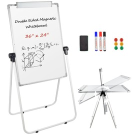 Stand White Board - 36 x 24 Inch Double Sided Magnetic Dry Erase Board with Stand Height Adjustable, 3' x 2' Flip Chart Easel Stand Portable