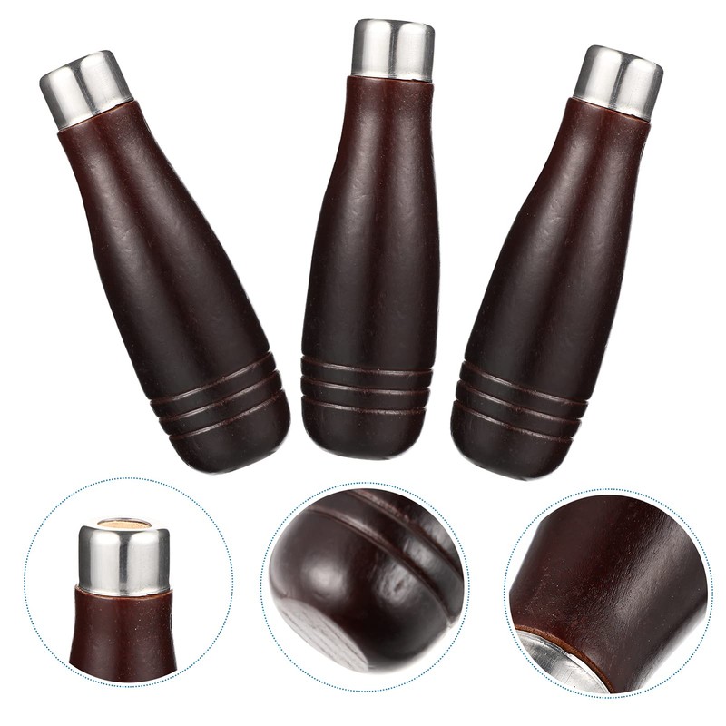 DOITOOL 3pcs Wooden File Handle with Metal Collars for Garage
