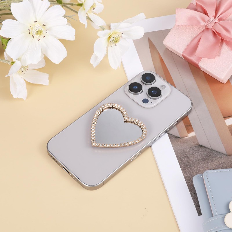 Bruislard Bling Smartphone Mirror Decal Heart Shape Phone Mirror Cellphone