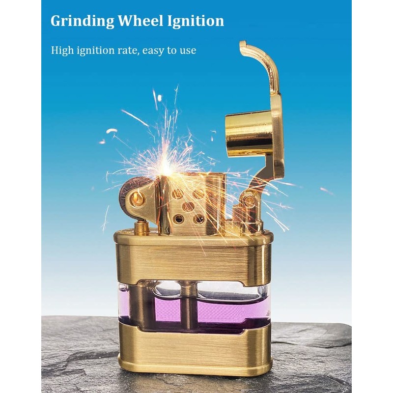 Vintage Lighter Creative Clear Lighter Cool Transparent Lighter Refillable Windproof