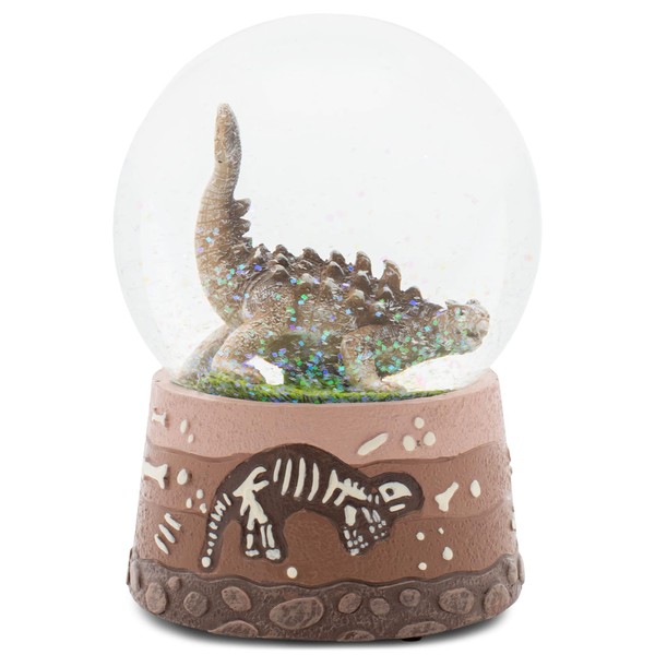 Elanze Designs Ankylosaurus Dinosaur 100 MM Tabletop Musical Glitter Snow Globe Figurine Play Tune Born Free