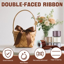 60 Yards Double Face Satin Ribbon 1.57 inch Wide Polyester Fabric Ribbon Use for Crafts Chair Sash Valentine's Day Gift Wrapping Invitation Cards Floral Hair Bows Sewing Party Wedding Car Decoration (Brown)