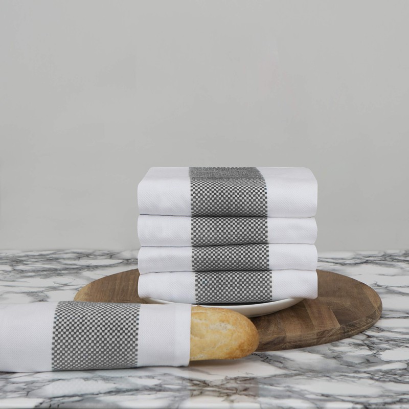 100% Cotton Tea Towel - Black Mini Chequered Pattern, Pack