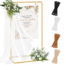 Archimas Elegant Wedding Sign Holder, Adjustable Welcome to Our Wedding Sign Stand, 69"x31"x20" Heavy Duty Easel Stand for Signs and Poster with 8 Leather Straps, Wedding Seating Chart Stand (Gold)