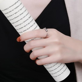 Cute Shark Open Rings Sea Animal Fish Blue Cubic Zirconia Eye for Women Girls Teens Sterling Silver Plated Expandable Adjustable Wrap Stackable Finger Knuckle Ring Fashion Jewelry Gifts Bff