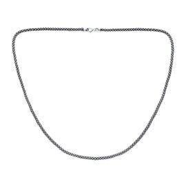 Bling Jewelry Bali Style Thin .925 Sterling Silver Coreana Black Antiqued Popcorn Chain Necklace for Men and Women, 3MM, 20 Inch