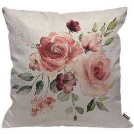 HGOD DESIGNS Cushion Cover Flower Leaves Buds Watercolor Home Decor for Men/Women Living Room Bedroom Sofa Chair 45x45cm