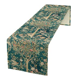 William Morris Original Design Vintage Flowers Green Botanical Printed Table Runner Vintage Floral Table Runner for Dining Table Decor 13 x 70 Inch