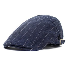 AWOCAN Men's Newsboy Cap Cotton Flat Cap Beret Summer Ivy Gatsby Driving Hat Adjustable Breathable Peaked Cap, Style 1 - Navy