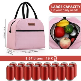 GODWOODS Lunch Bag, Lunch Box Lunch Bag for Women Adult Men, Insulated Leakproof Lunch Tote Large Capacity Reusable Cooler Lunch Container for Work/Office/Picnic(Pink)