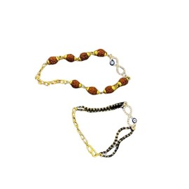 Ascreations Traditional Designer Rakhi Evil Eye Rudraksh Rakhi Bracelet for Bhai with Mangalsutra Bracelet