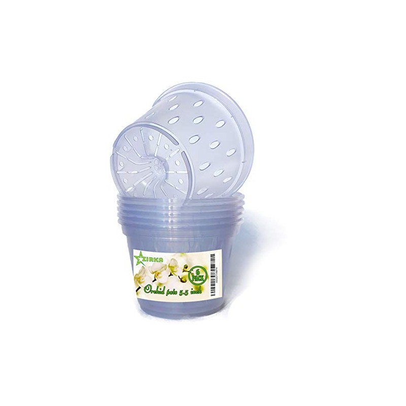 ZIRKA Clear Orchid pots with Holes Plastic Flower Planter 5.5