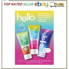 hello Kids Toothpaste Fluoride, 4.2 oz Variety, 3-pack