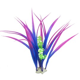 Qtqgoitem 9.8" x 2.8" Green Purple Manmade Plants Fish Tank Ornament w Star Base (Model: 15b c5d 016 049 3fb)