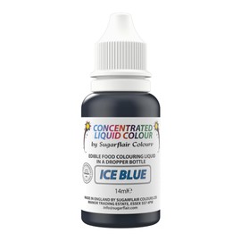 Sugarflair Ice Blue Liquid Food Colouring Droplet For Colouring Royal Icing, Sugarpaste Buttercream, Sugarpaste Also For Painting & Can Be Used With An Airbrush - 14ml