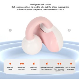 Open Ear Headphones, Clip-On Earphones, Wireless Bluetooth 5.3 Bone Conduction Headphones, Noise Cancel Ling Touch Sports Ear Clip Earphones for Running, Training, Cycling