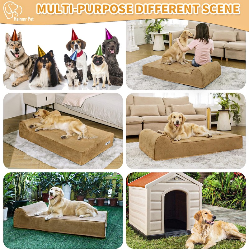 Rainmr 7 inch Orthopedic Dog Bed for Large Dogs -