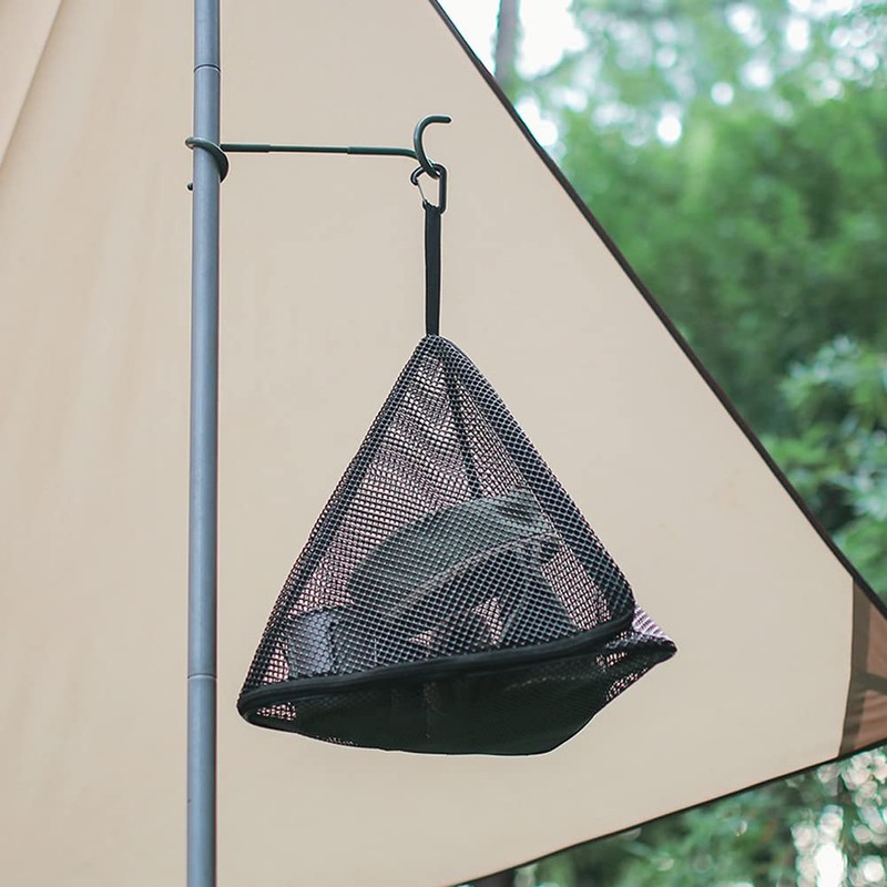 Camping Dry Net, Durable Triangle Hanging Bag with Hook, Camping