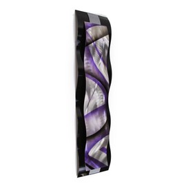 Metal Wall Art Sculpture Purple Contemporary Metal Wall Art Rhythmic Curves, Silver, Purple Black Modern Abstract Painting Home Decor