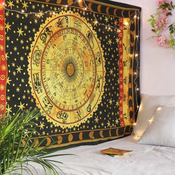 Zodiac Indian Hippie Bohemian Horoscope Zodiac Wall Hanging Tapestry Twin