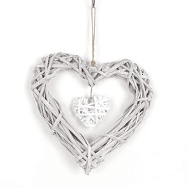 Heart Rattan Pendant Romantic Wicker Decoration Heart Wreath Hanging Willow Heart Wall Hanging Ornament for Vintage Wedding Birthday Party Wall Hanging Window Decoration Ornament