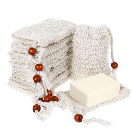 simarro 10PCS Soap Bag, Sisal Soap Saver Bag Pouch Mesh Net with Drawstring Exfoliating Foaming and Drying Soaps Saver Bags for Shower Travel