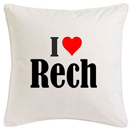 Kissenbezug I Love Rech 40cmx40cm aus Mikrofaser geschmackvolle Dekoration für jedes Wohnzimmer oder Schlafzimmer in Weiß mit Reißverschluss