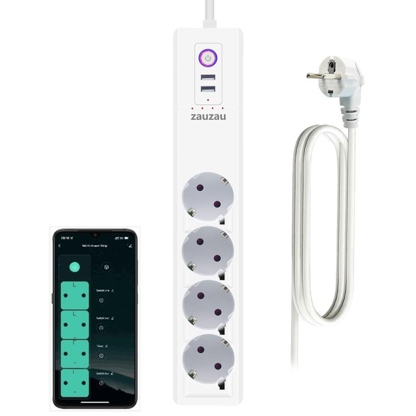 WiFi Power Strip Alexa zauzau 16A Intelligent Surge Protection Multiple