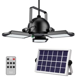 ENGREPO Solar Lights Outdoor, Adjustable Pendant Light Auto On/Off Dusk to Dawn with Remote Control for Yard, Garden, Corridor, Warehouse, Garage