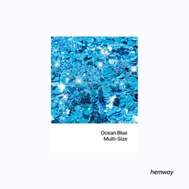 Hemway Ultra Sparkle Glitter - Ocean Blue | Multi Size Metallic Flakes for Resin & Epoxy Crafts | Supplies for Tumblers, Festival & Art Decoration | 100 g