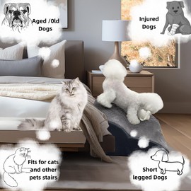 Necrely 4-Step Dog Stairs for High Beds 18-24 Inch Pet Steps 2 3 4 5 Tier Ladder Non-Slip Sturdy Ramp Small Medium Large Dog Steps to Couch Bed Old Dogs Balanced Pet Stairs for Getting on Bed