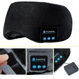 VABOO Bluetooth Sleep Mask Headphones, Wireless 5.0 3D Deep Eye Mask with Bluetooth Headphones Sleeping Mask Comfortable & Washable Sleep Mask Blackout for Jogging, Sports,Travel (Black)