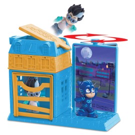 PJ MASKS JP PJMA7210 Night Time Micros Trap & Escape Playset-Catboy & Romeo
