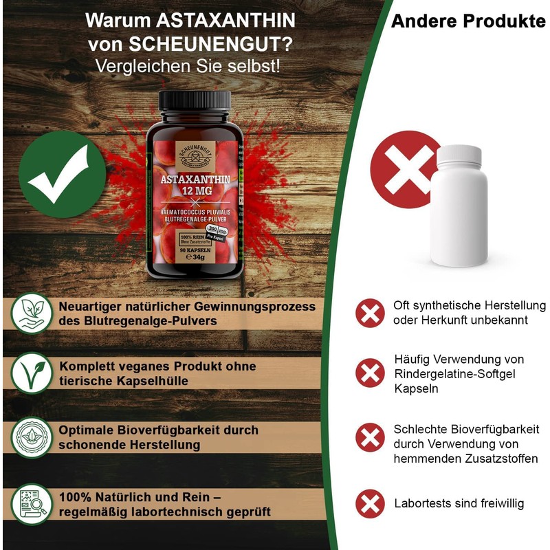 Astaxanthin (vegan) - 12 mg per capsule - IMPORTANT: 100%