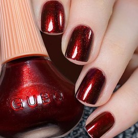 COSMOO Wine Red Nail Polish, 12ml Burgundy Red Quick Dry Nail Lacquer, Super Lustrous Nail Enamel Polish, Dark Red Shimmer Iridescent Ultrachrome Nail Art Varnish, 0.41 fl oz