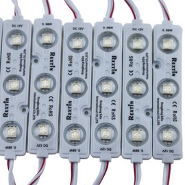 REXTiN Super Bright 200pcs 3 LED Module Green 5050 SMD 66-72LM Each Module Waterproof Decorative Light for Letter Sign Advertising Signs with Tape Adhesive Backside